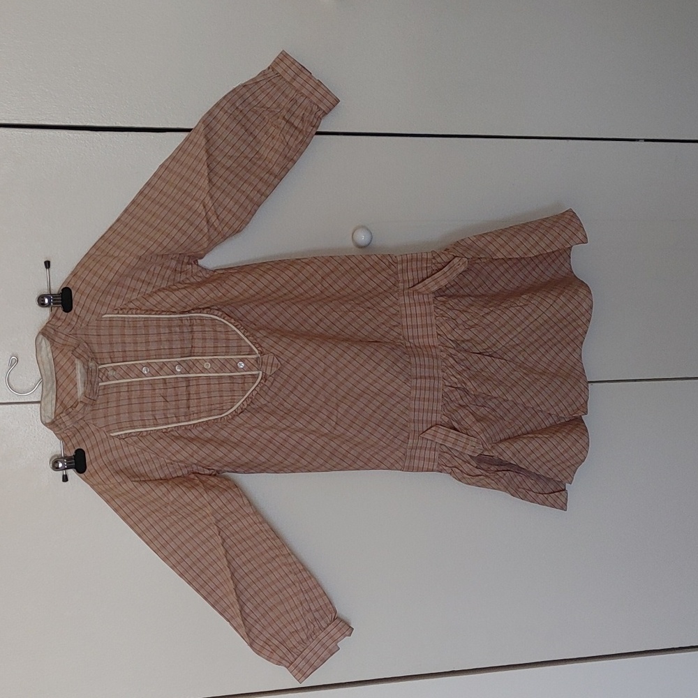 Edun Brown Plaid Dress Vintage Size XS Small Made in Portugal